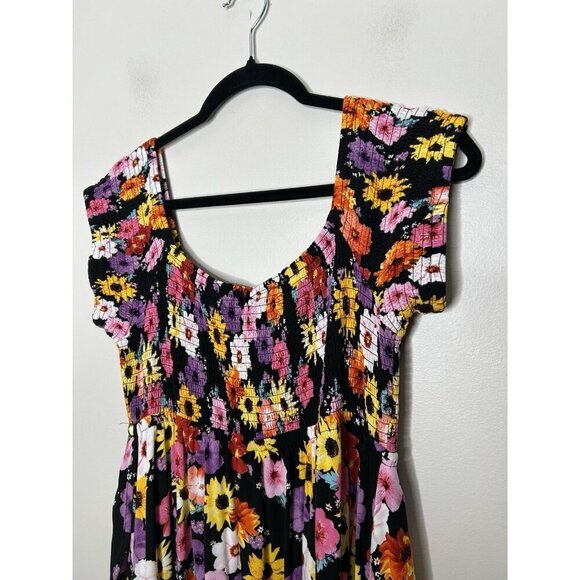 Torrid Dress Floral Maxi Challis Off Shoulder Ruffle Layered Smocking Size 1X - Picture 14 of 14